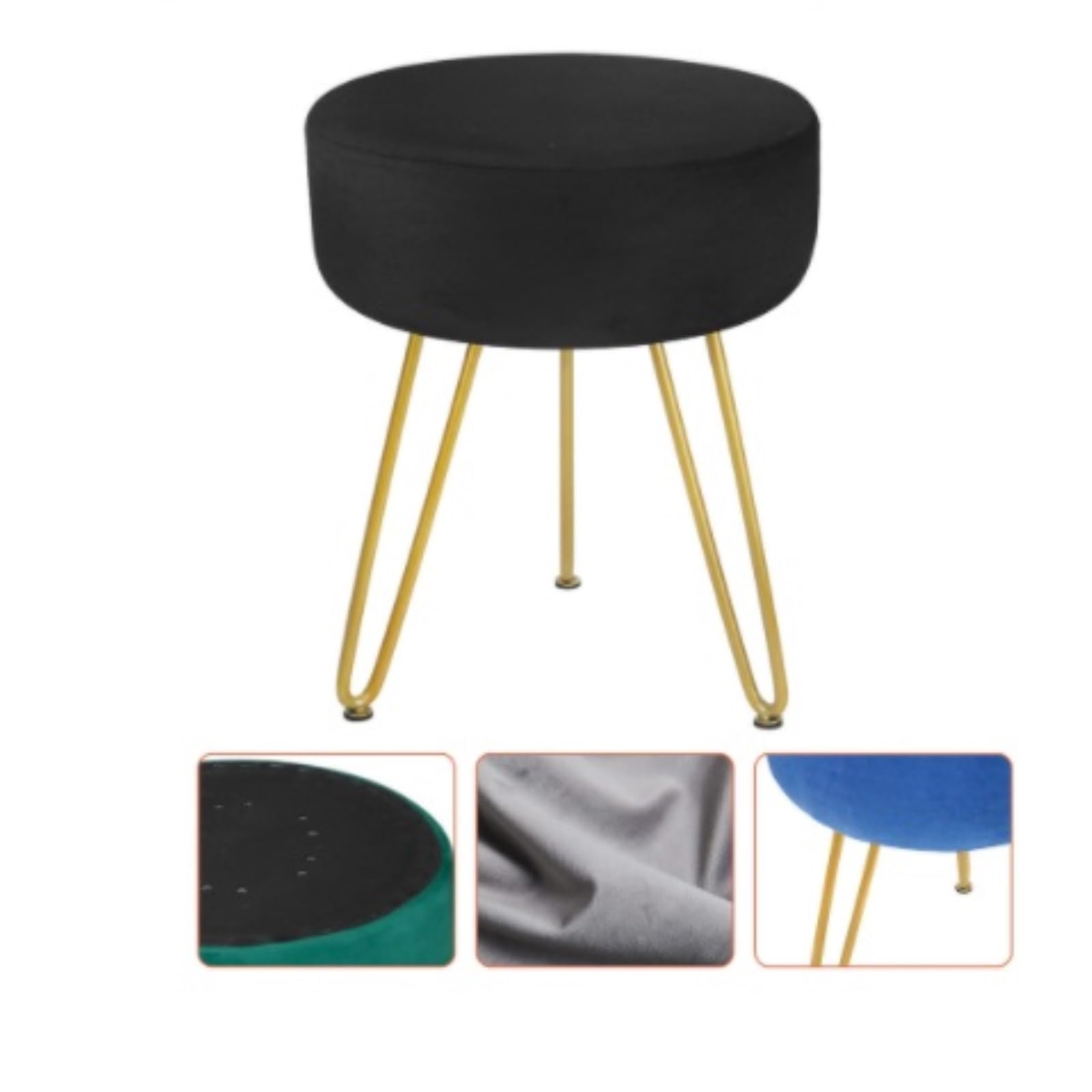 Ottomana Salón 1 Reposapiés Redondo Moderno De Terciopelo For El Hogar Asiento Extra(Grün)