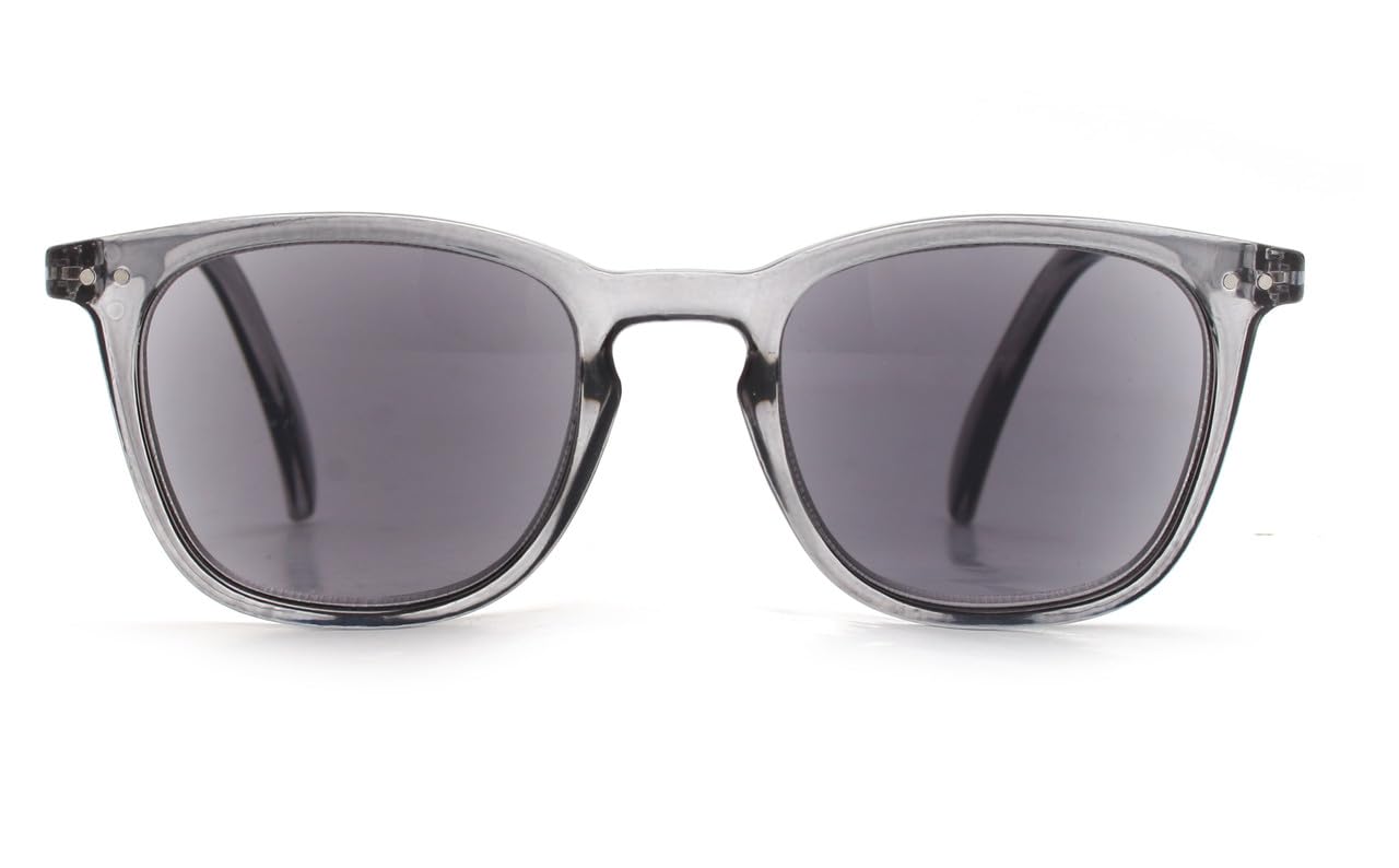 I-Sential Reading Sunglasses Translucent Grey Flex Temples UV400 Black Lens Sun Readers Mens Womens Tinted Glasses & Case +1.00 - Image 2
