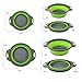 LEARJA Collapsible Colander, 2 Collapsible Set, Food-Grade Silicone kitchen Strainer Space-Saver Folding Strainer Colander, Sizes 8 inches - 2 Quart, and 9.5 inches - 3 quart,2 hooks(Green)