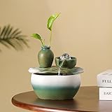 Modern Zen Indoor Water Fountain, a Serene Tabletop Fountain, is Perfect for Relaxing The Mind and Body. It Serves as a Perfect Tabletop Water Feature for Decorating Offices (Green (with Ball))