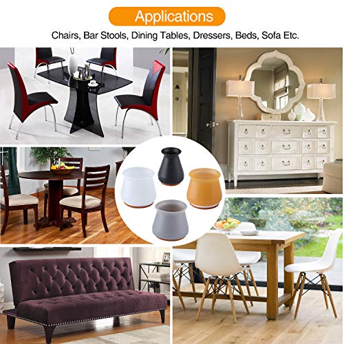 Black Silicone Chair Leg Floor Protectors With Felt, Extra Small Chair Leg Caps Fit 0.5" - 1" Silicon Furniture Leg Feet Cover Bottom Protect Wooden Floor No Scratches No Noise 16 Pcs #TOP3