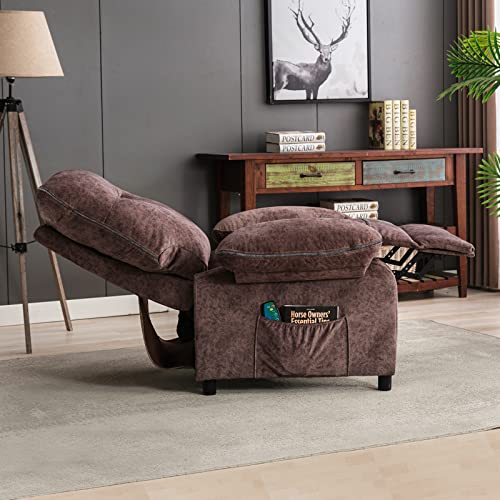 Bosmiller Massage Recliner Chair Fabric Overstuffed Lounge Single Sofa For Living Room Comfy Chair With Heating And Vibration Function (Light Brown) #TOP5