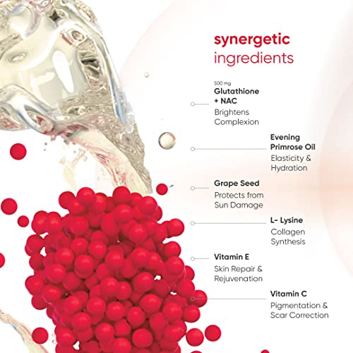Image of Beautywise Skin Brilliance Glutathione with NAC -500mg |Dual Action| Evening Primrose Oil + Advanced Marine Collagen Proteins Powder | With Hyaluronic Acid, Japanese Glutathione & Biotin | Helps Keep Hair, Nail, Skin Healthy & Nourished cocoa Flavoured ( 60 capsules + 250 gm Combo)
