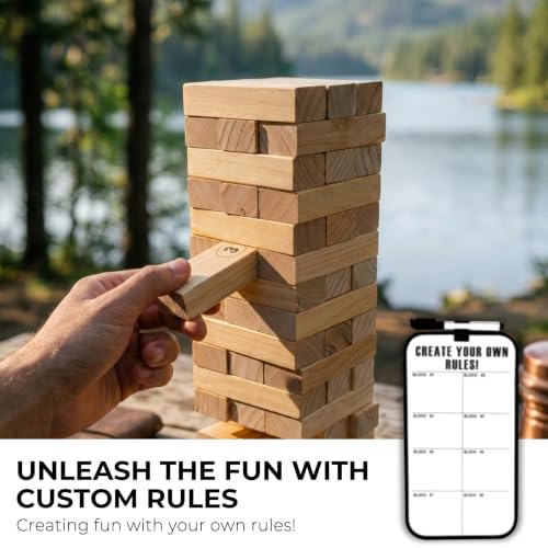 Image of Outdoor Games Large Tumble Tower 54 Wood Blocks Stacking Game, 5 FT Tall