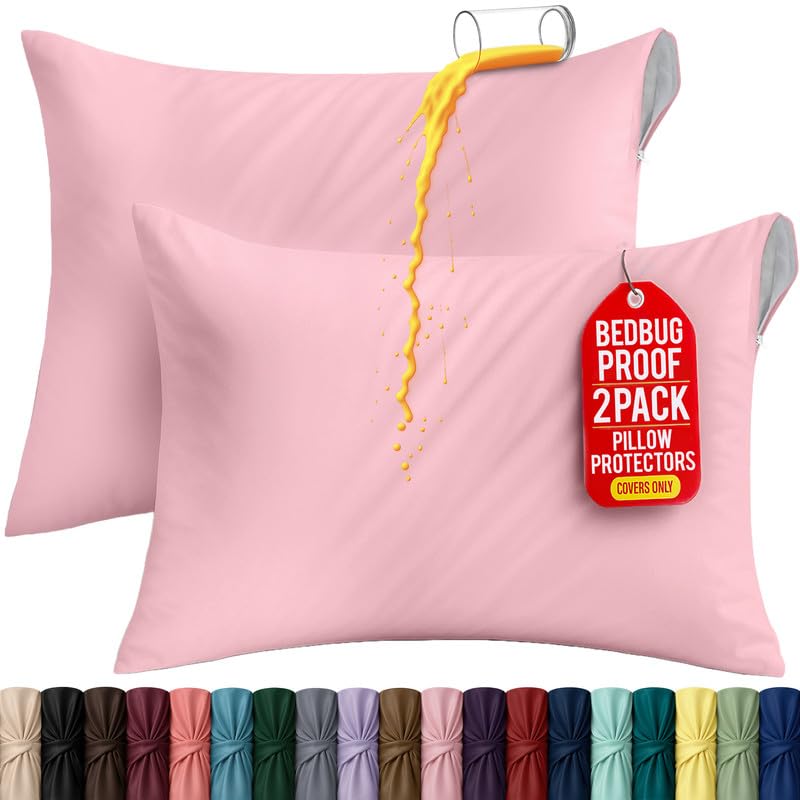 Set of 2 Pillow Protectors with Zipper King Size, Pillow Covers