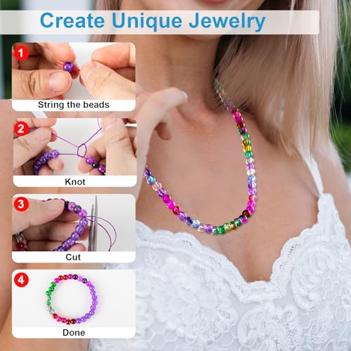 Image of XSEINO About 1200PCS 6mm Crack Glass Beads,24 Assorted Crack Violet Purple Series Colorful Crystal Beads for Bracelet and Jewelry Making and DIY Crafts,Friendship Bracelets