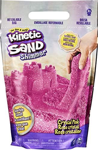 Kinetic Sand, zak van 907 g met kristalroze, natuurlijk glinsterend zand om plat te drukken, te mengen en te vormen
