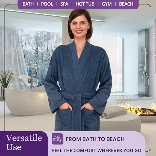 Image of TowelSelections Womens Robe 100% Cotton Terry Cloth Shower Robes for Women Soft Kimono Towel Bathrobe for Women