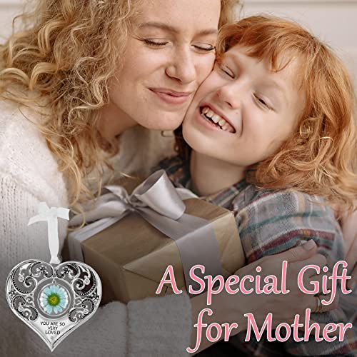 Laraine Home Heart Shaped Suncatcher Hanging Ornaments Mother's Day Real Flowers Charm Gift For Mom Grandma (Blue) #TOP4