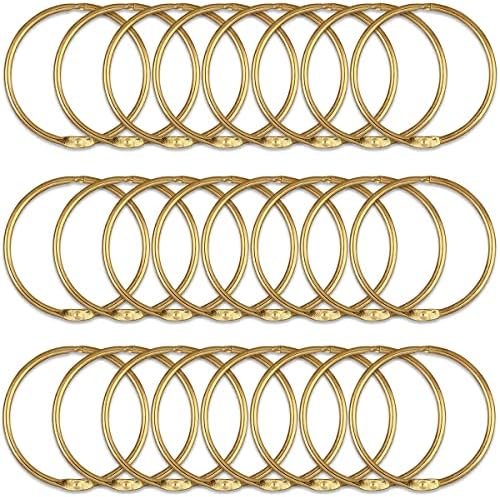 24Pcs Shower Curtain Rings, Rustproof Metal Round Shower Ring Hooks for Bathroom, Decorative Shower Curtain Rings for Shower Rods Curtains (Gold)