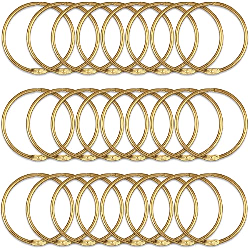 24Pcs Shower Curtain Rings, Rustproof Metal Round Shower Ring Hooks for Bathroom, Decorative Shower Curtain Rings for Shower Rods Curtains (Gold)
