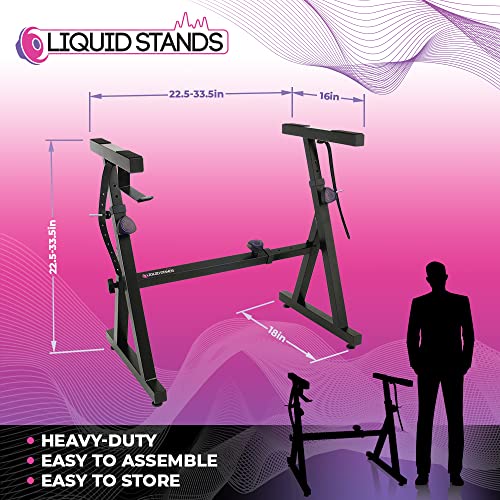 Liquid Stands Piano Keyboard Stand - Z Style Adjustable and Portable Heavy Duty Music Stand for Kids and Adults (Fits 54-88 Key Electric Pianos)