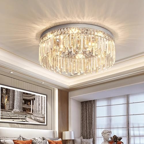Plafonnier LED moderne à intensité variable avec cristal chromé CONERY 3 couleurs