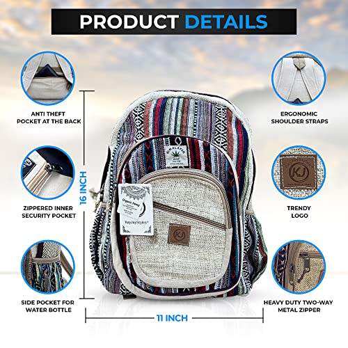 Kayjaystyles Natural Handmade Large Multi Pocket Hemp Nepal Backpack #TOP2