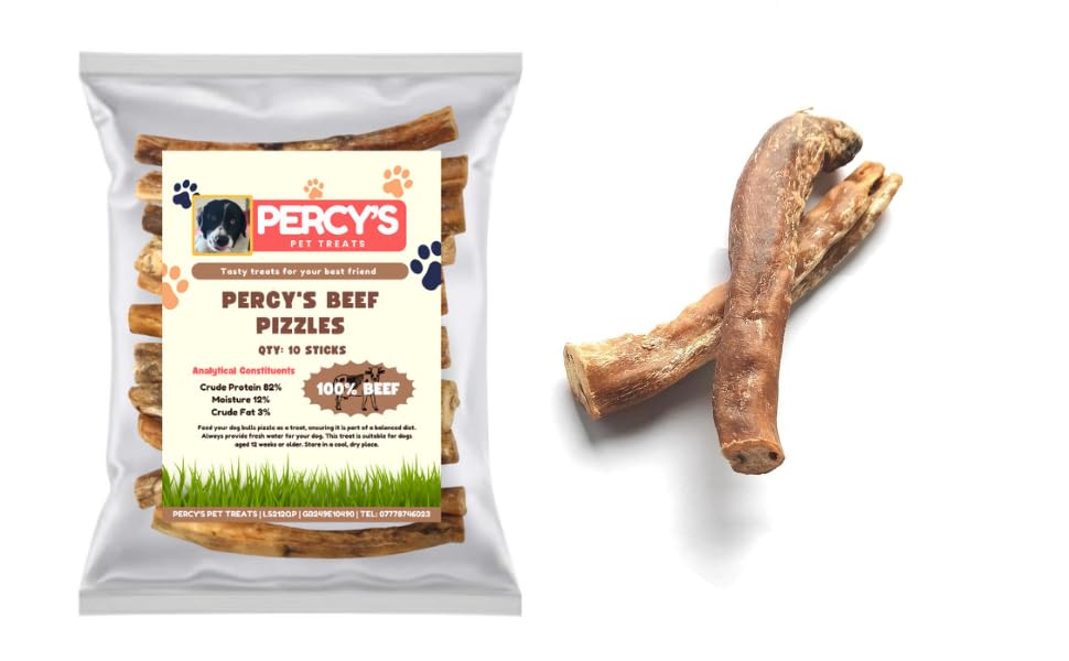 10 x 15cm Thick Pizzle Sticks/Bully Sticks - Natural Dog Treats Chews Pet Treats