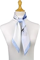 Vista 75 de Conjunto de bufanda de poliéster de gasa cuadrada de satén suave y grande para mujer, cuello de cabeza, multiuso, colores sólidos disponibles Azul