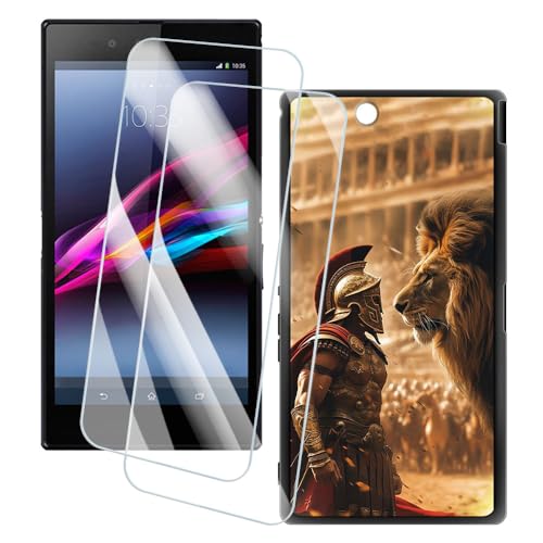 OAGELIM 2 Pack Protège-Écran + Coque Compatible avec Sony Xperia Z Ultra XL39H (6.4 Pouce) Coque Impression Artistique Personnalisée et Film Verre Trempé...