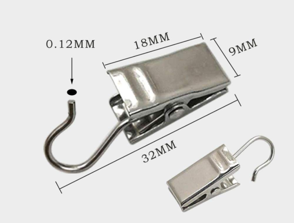 Confezione da 100 Clip per Tende, Piccole Clip per Tende in Metallo con Ganci, per Anelli per Tende, Asta da Bagno, luci, Foto, canovaccio, Vernice Bianca (Vernice Bianca) (Argento Bianco)