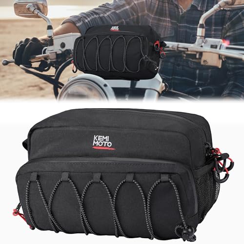 KEMIMOTO Motorcycle Handlebar Bag,Universal Tool & Crossbody Bag Dirtbike Storage Pouch for Front Fork Sissy Bar Compatible with Cruiser Softail Dyna Sportsters Rebel Cruiser 4.5L by KEMIMOTO - Used condition - US$19.76