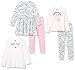Spotted Zebra Set di Outfit Abbinabili con Leggings, Tunica e Vestito Bambine e Ragazze, Bianco/Blu/Rosa, Arcobaleno/Righe, 6-7 Anni