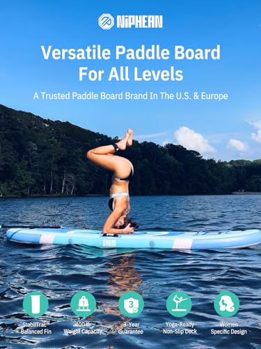Image of Niphean 10' Inflatable Paddle Board, Ultra-Light SUP for Beginners | Versatile Yoga Paddle Board with Durable SUP Accessories, 400lbs Capacity, Stand Up Paddle Boards for Adults & Youth