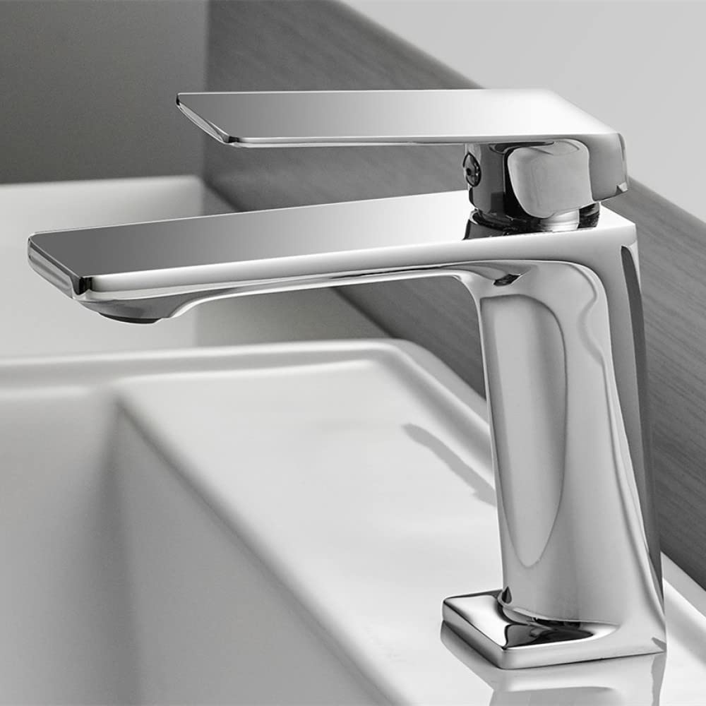 Robinet de lavabo eau chaude et froide avec mitigeur monotrou en laiton chromé