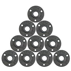 10Pcs 1/2-INCH Floor Flange Industrial Steel Malleable Cast Iron Pipe Fittings Retro Decor Furniture DIY BSP Threaded Hole
