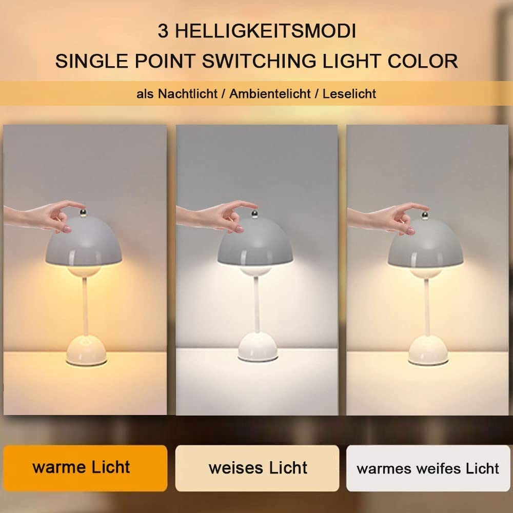 LED-Blumentopf-Tischlampe, kabellos, dimmbar, mit 3 Helligkeitsmodi, dekoratives Retro-Licht für Schlafzimmer, Bars, Restaurants, Farbe: Marineblau