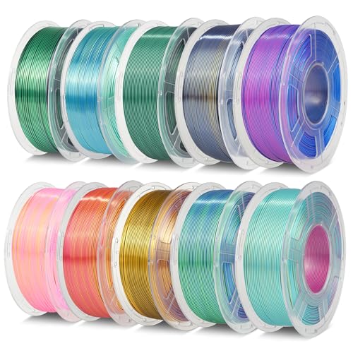 Image of TECBEARS 10KG Silk PLA Filament Bundle - Dual & Triple Color Silk PLA, 1kg x 10 Pack