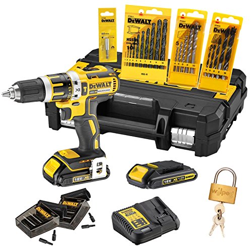Preisvergleich Produktbild DeWALT Akku-Schlagbohrschrauber-Set DCK795S2T-QW inkl. Koffer, Zubehör + Vorhängeschloss - werkstatt-king.de