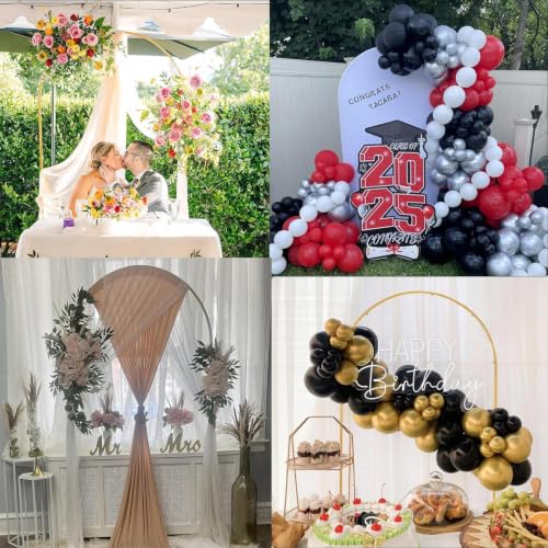 Image of Vincidern 7.2ft Balloon Arch Backdrop Stand, Wedding Arch for Birthday Party, Baby Showers, Wedding Ceremony Graduation, Event Backdrop Decorations Metal Arch Frame Gold