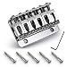 6 String 65MM Metal Fixed Hardtail Saddle Bridge Top Load Guitar Tailpiece for Fender Strat Tele Electric Guitar, Chrome