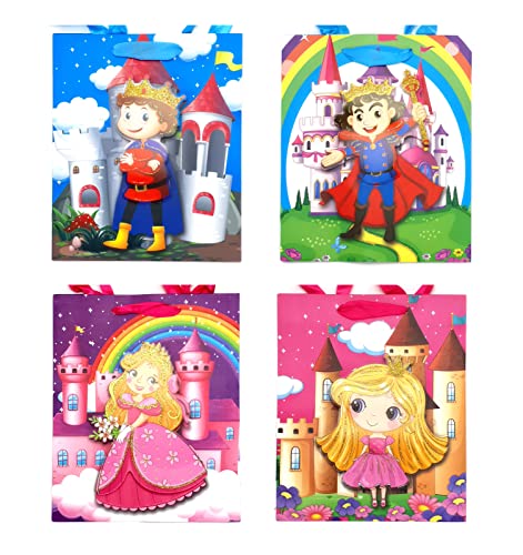 Image of Crackles Cartoon Fantasy Printed Paper Bags for Gifting Eco Friendly Gift Paper Bags with Handles (Pack of 12)