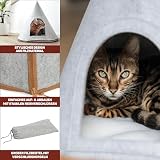 CanadianCat Company | Katzen Tipi Zelt für Haustiere Katzenzelt Cone Katzen Tipi, XL Katzenhöhle aus Filz inkl. Flauschkissen, hellgrau, 45 x 45 x 50 cm
