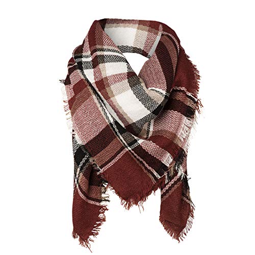 Surblue Warm Stylish Elegant British Style Color Blocking Plaid Shawl Blanket Scarf