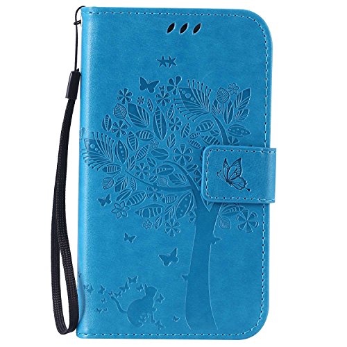 Guran Funda de Cuero para Samsung Galaxy Grand Neo PlusGrand Neo i9060 Smartphone Funcin de Soporte con Ranura para Tarjetas Flip Case Cover Azul