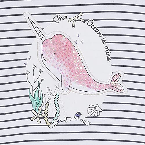Image of miniklub White & Grey Cotton Striped Regular Top