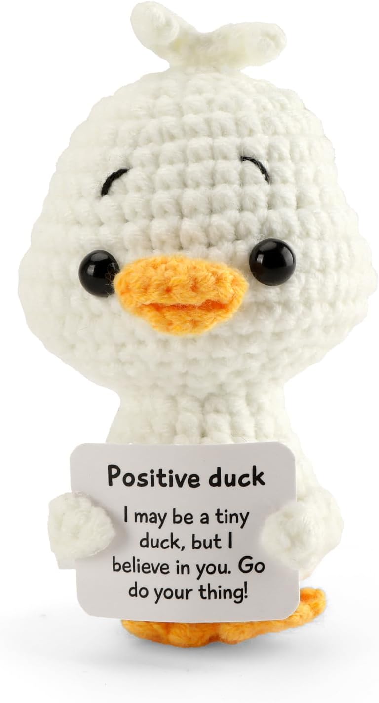 Positive Animal Crochet Dolls Cute Duck Decor Gift for Women Graduation Gift Handmade Emotional Inspirational Decoration