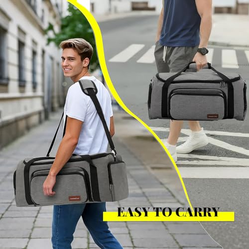 Image of Speaker Bag Compatible with JBL PartyBox On The Go & On-The-Go Essential | Portable Speaker Carry Tote with Pockets for 2 Mics, Cables & Chargers, Top & Front Openings for Playback, Bag Only, Gray
