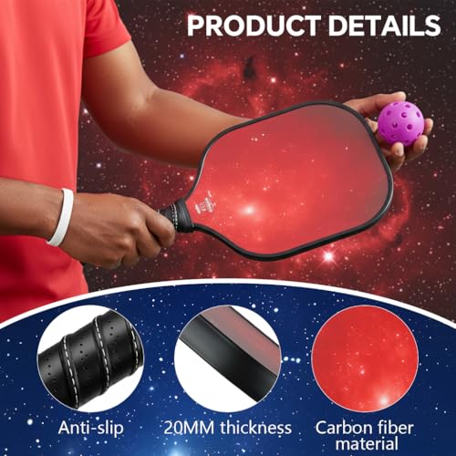 Image of PROBEROS Pickleball Paddle Composite with 4 Pickleballs and Carry Bag