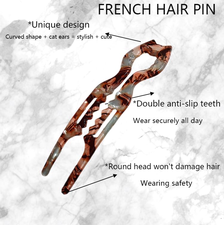 Prestige French Hair Pins - Serrated Anti-Slip Design,Curved Angle for Better Head Fit,French Hair Pins Elegant Hair Accessories for Women,Suitable for All Hair Types Valentine's Day Gifts（Small size） - Image 5