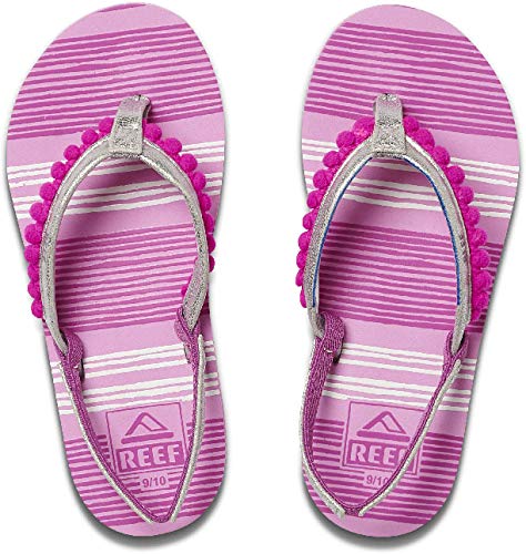 Reef - Girls Little Pom Pom Sandals, Size: 5/6 M US Toddler, Color: Orchid4
