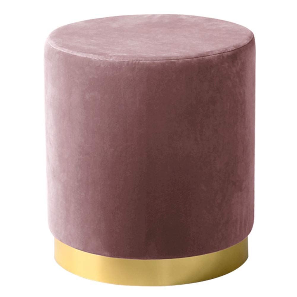 Repose-Pieds Ottoman Rond Rose de Qualité | Tabouret de Vanité et Banc Chic 30x40