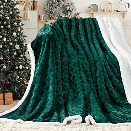 Inhand Sherpa Throw Blanket 51”X63” Warm Soft Large Forest Green Sherpa Fleece Blankets And Throws Cozy Fluffy Reversible Flannel Fleece Blanket For Couch Sofa Bed Lap Plush Fuzzy Brushed Blanket #TOP12