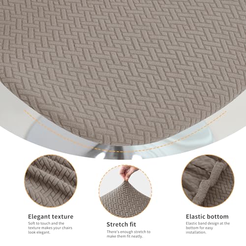 Image of Gollense Bar Stool Covers with Backs, Set of 4 Stretch Jacquard Barstool Seat Covers, Washable Swivel Pub Counter Height Chair Slipcover Protector for Home Kitchen Cafe (T-Shaped Jacquard-Khaki)