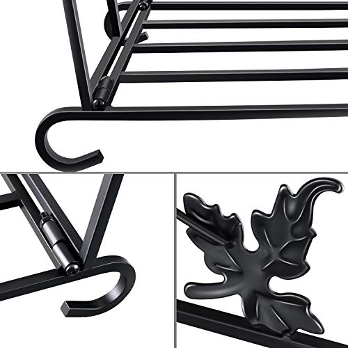 WBHome Large Capacity Firewood Rack Log Holder Wrought Iron, Firewood Stove Stacking Rack Logs Bin Firewood Storage Carrier, for Outdoor/Indoor - Thumbnail 4