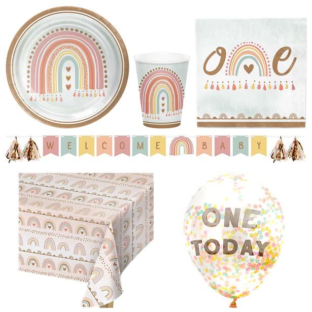 Ensemble de vaisselle de luxe Boho Rainbow Party carton épais 8 personnes