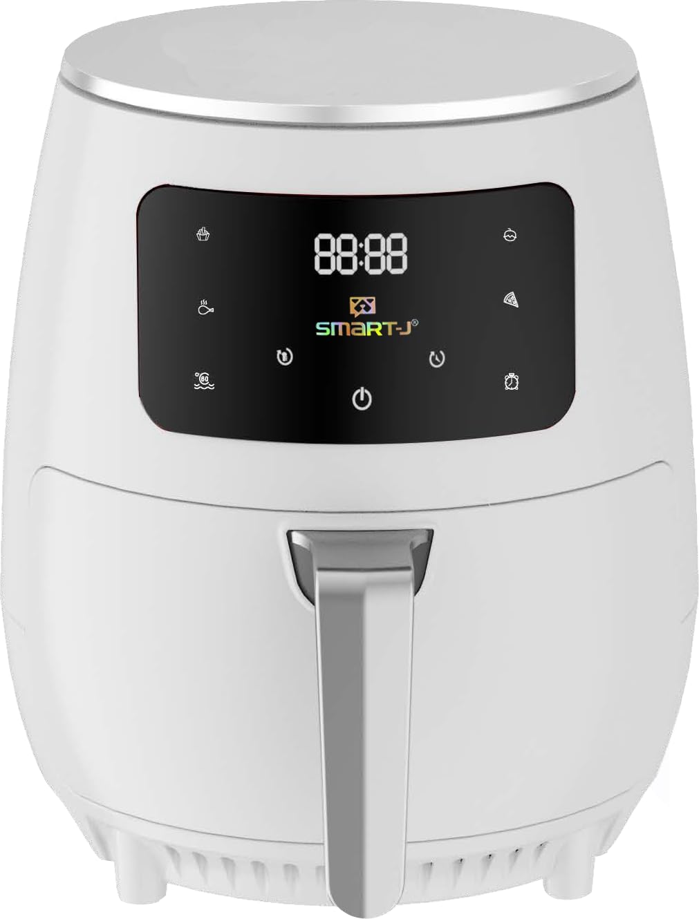 Friggitrice ad Aria 4.8L SMART·J Nera, 1400W, Display Touch, 6 Programmi, Spegnimento Automatico – Include 50 Vassoi Carta Forno Compatibili