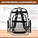 MGgear 17 Inch Clear PVC Backpack with Black Trim and 5 Zipper Compartments, Transparent School Bookbag for Boys Girls, Travel or Work Bag for Men Women