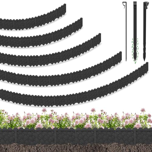 BLACKVINE 30Pcs 30ft (5'' Exposed Height) Plastic Landscape Edging Border,Flowerbed